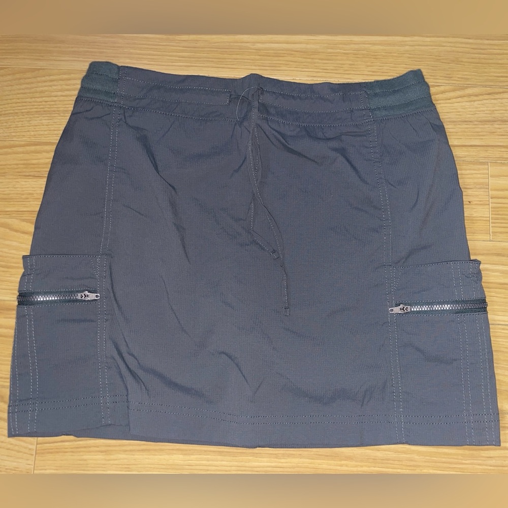 Gray Mini Skirt with Zipper Pockets